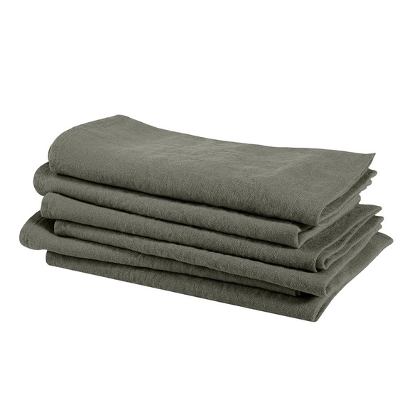LINGE PARTICULIER 100% LINEN
TABLE NAPKINS MEDIUM KAKI  6 PCS made in FRANCE - Picture 1 of 2